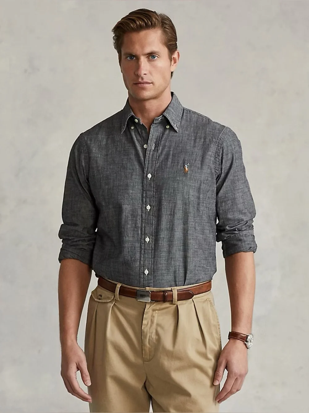 Polo Ralph Lauren - Classic Fit Chambray Shirt - Light Grey